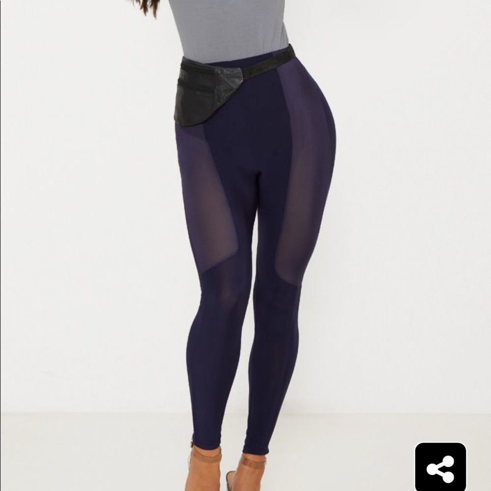 Navy mesh panel leggings